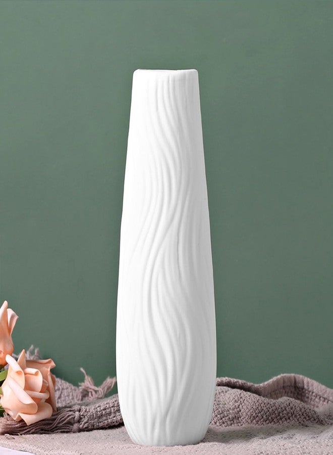 Valemoon White Ceramic Vase, 8.4" H, Artistic Flower Vase Classic Style for Fireplace Bedroom Kitchen Living Room Centerpieces Office Desk, Fit for Holding Dried Flowers, Fresh Flowers, Artificial Flowers - Image 1